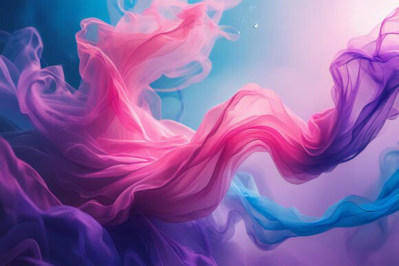A Pink and Blue Fabric in Water