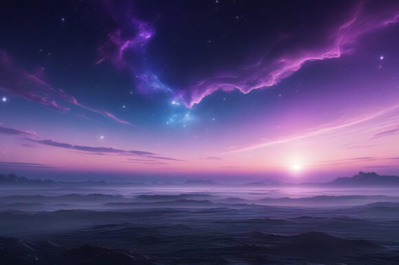 A Purple and Blue Sky over a Valley: A Versatile Background for Creative Projects