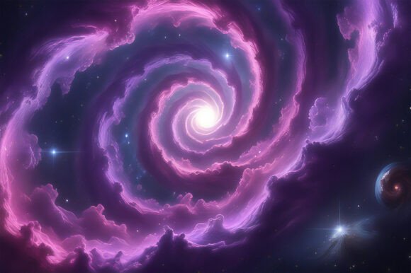 A Spiral of Purple and Pink Clouds: A Versatile Design Resource