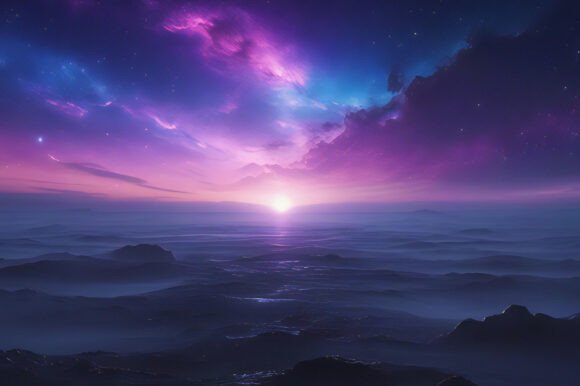 A Sunset over Water with Clouds
