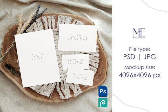 Boho Invitation Mockup Bundle Card Suit