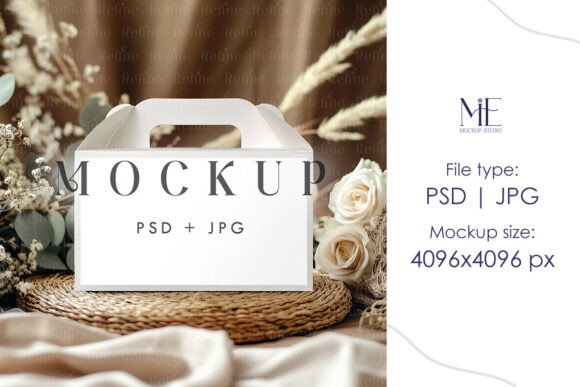 Boho Wedding Party Gable Box Mockup PSD