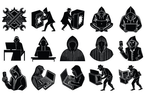 Computer Hacker Silhouette Vector -2: A Creative Powerhouse for Digital Designers