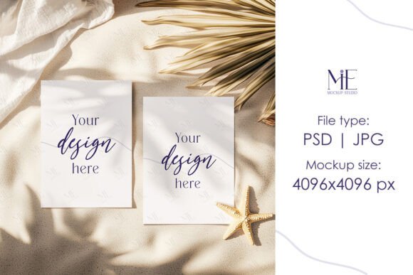 Enhance Your Creative Projects with Beach Invitation Mockup, 5x7 Card Mockup