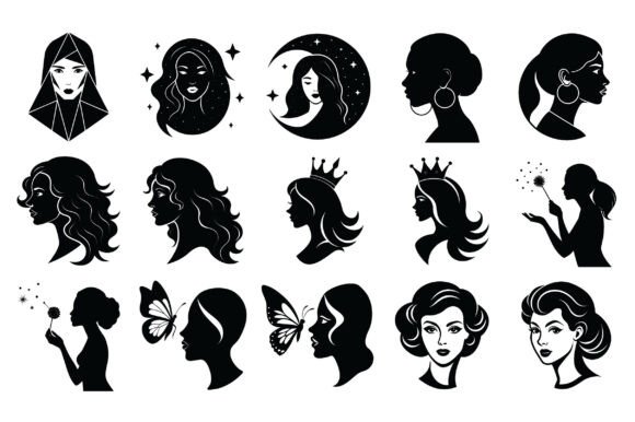 Female Face Silhouette Vector -Vol 2: A Versatile Asset for Modern Designers