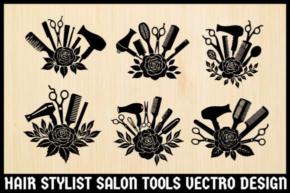 Floral Hair Stylist Tools Vector Bundle for Creative Professionals