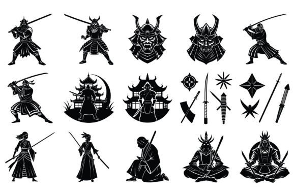 Samurai Flat Isolated Vector