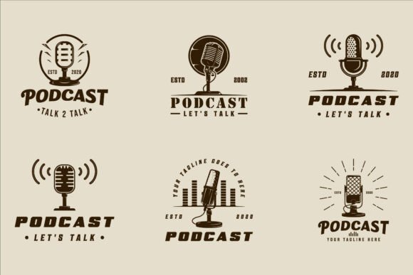 Set of Isolated Microphone Logo Vector