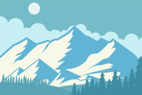 Snow Mountain Landscaped Vector Design for Creative and Business Use