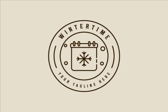 Snowfall Calender Logo Vector Line Art