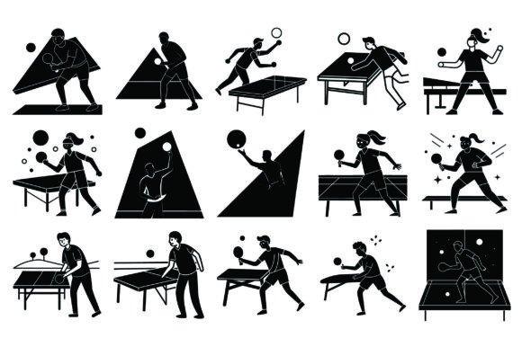 Table Tennis Player Silhouette Vector